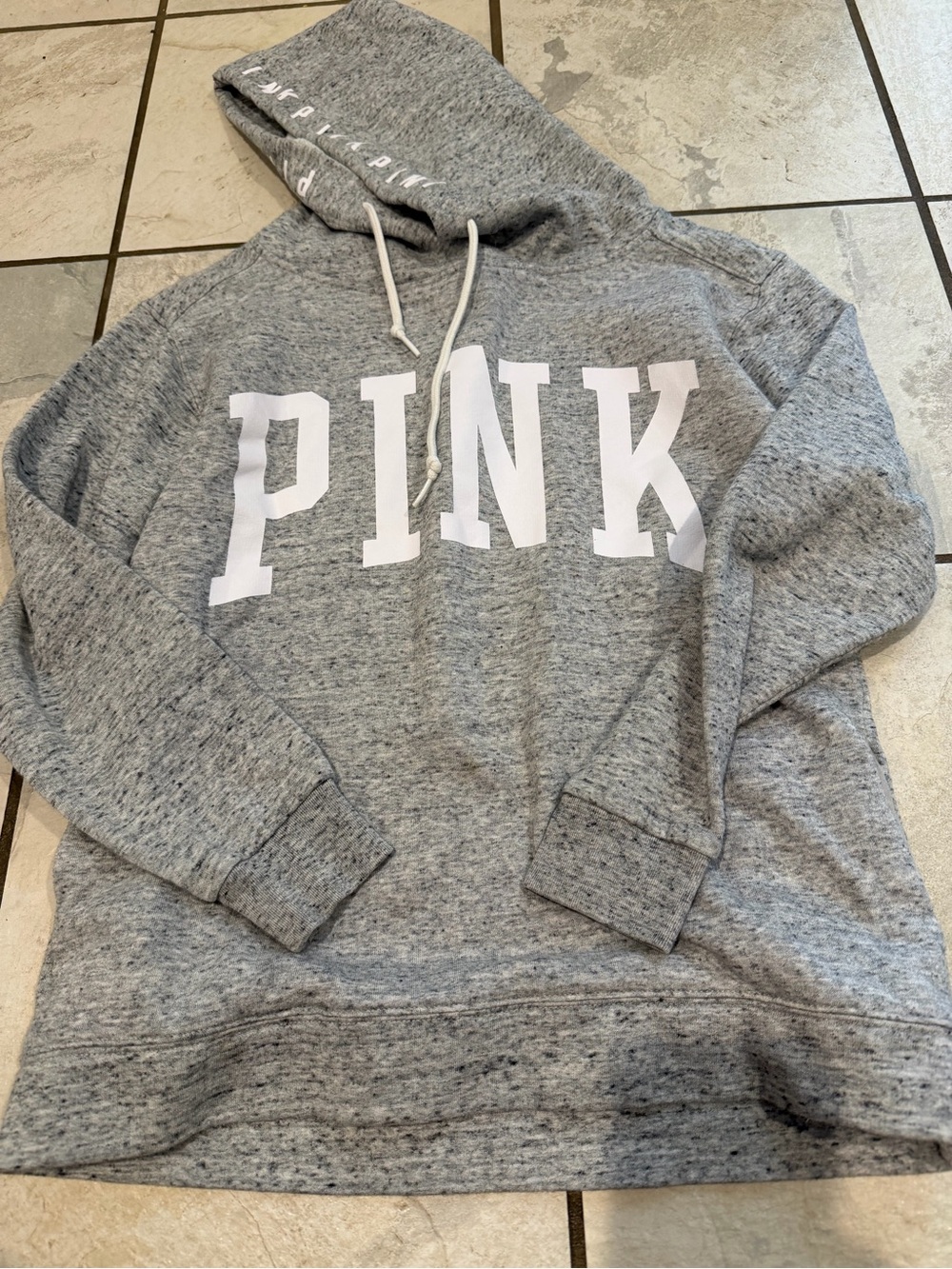 PINK Victoria's Secret Gray Pullover Hoodie with White Logo